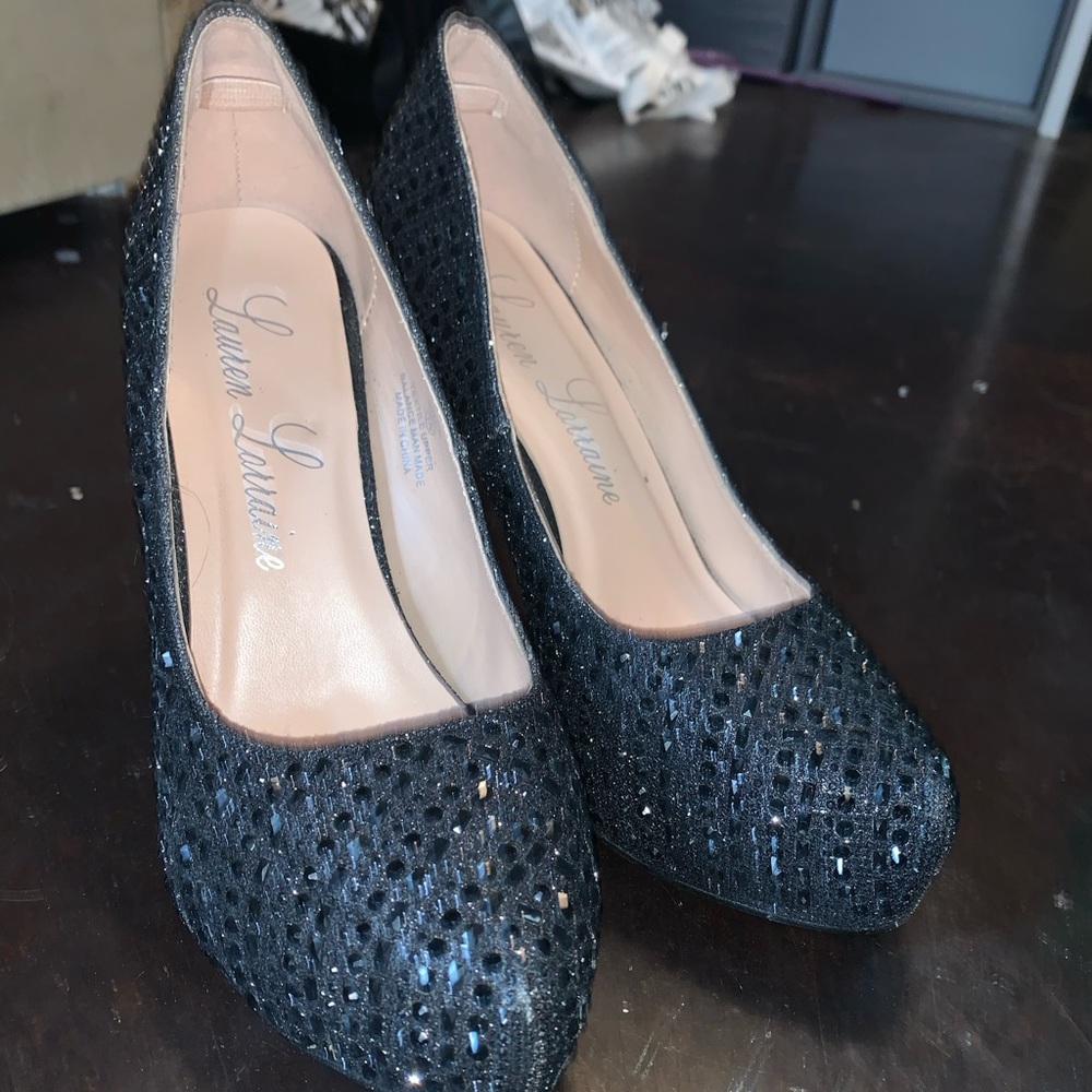 Lauren Lorraine Vanna Black Glitter High Heels